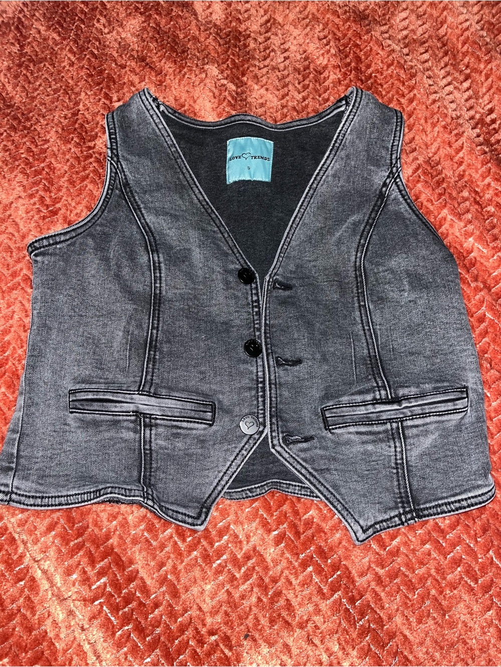 Love Trends Women's Washed Black Denim Vest - size S - Picture 1 of 4